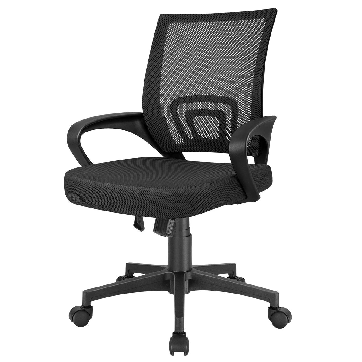 Furmax Office Ergonomic Desk Mesh Computer, Mid Back Swivel Task Executive Chair With Lumbar Support And Armrests, Black