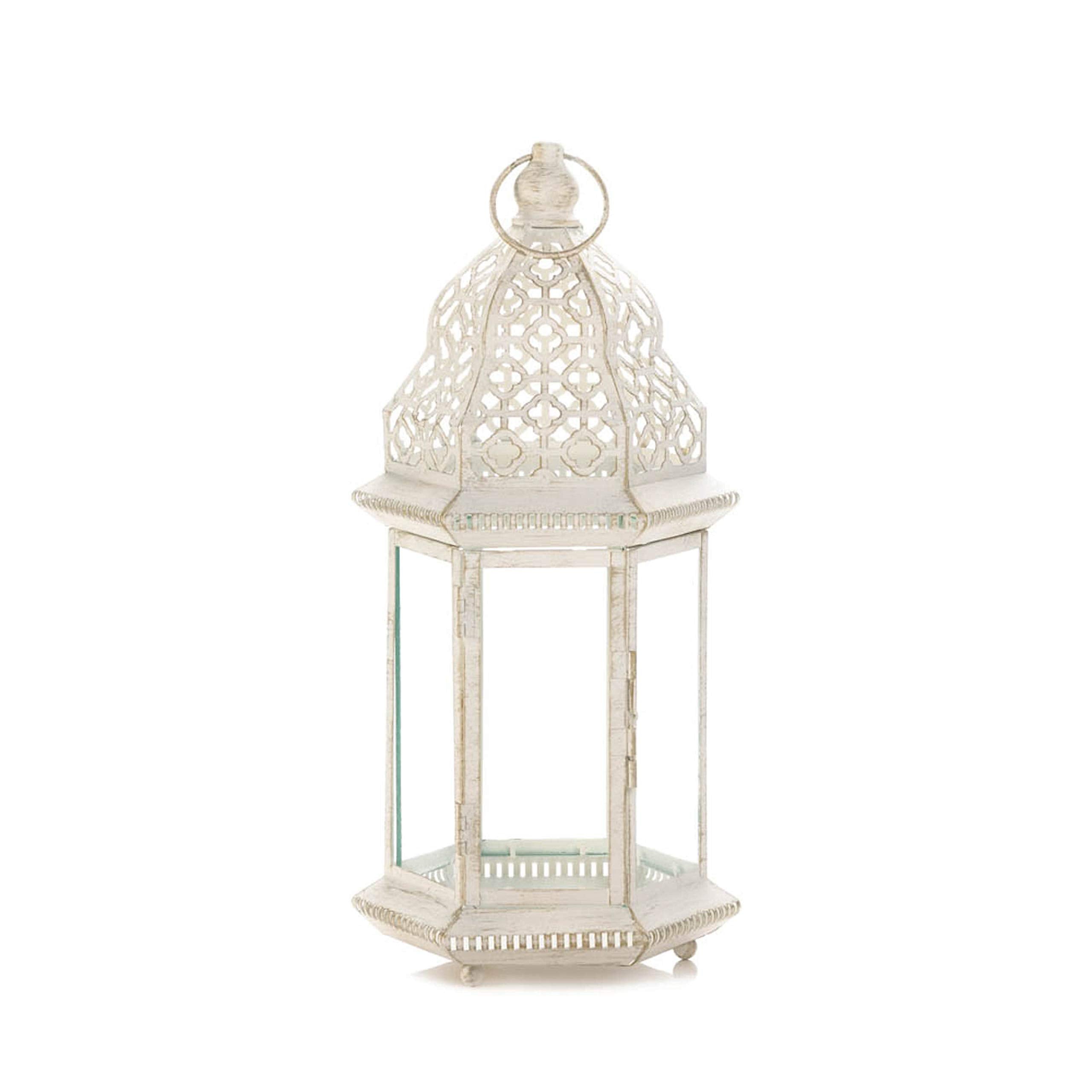 Sublime Distressed White Large Lantern 16