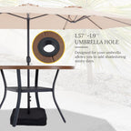 Vicllax 48' Outdoor Round Patio Table For Lawn Garden, All Weather Metal Black Round Outdoor Dining Table With Adjustable Umbrella Hole, 6 Person Patio Table, Walnut Wood-Like Tabletop