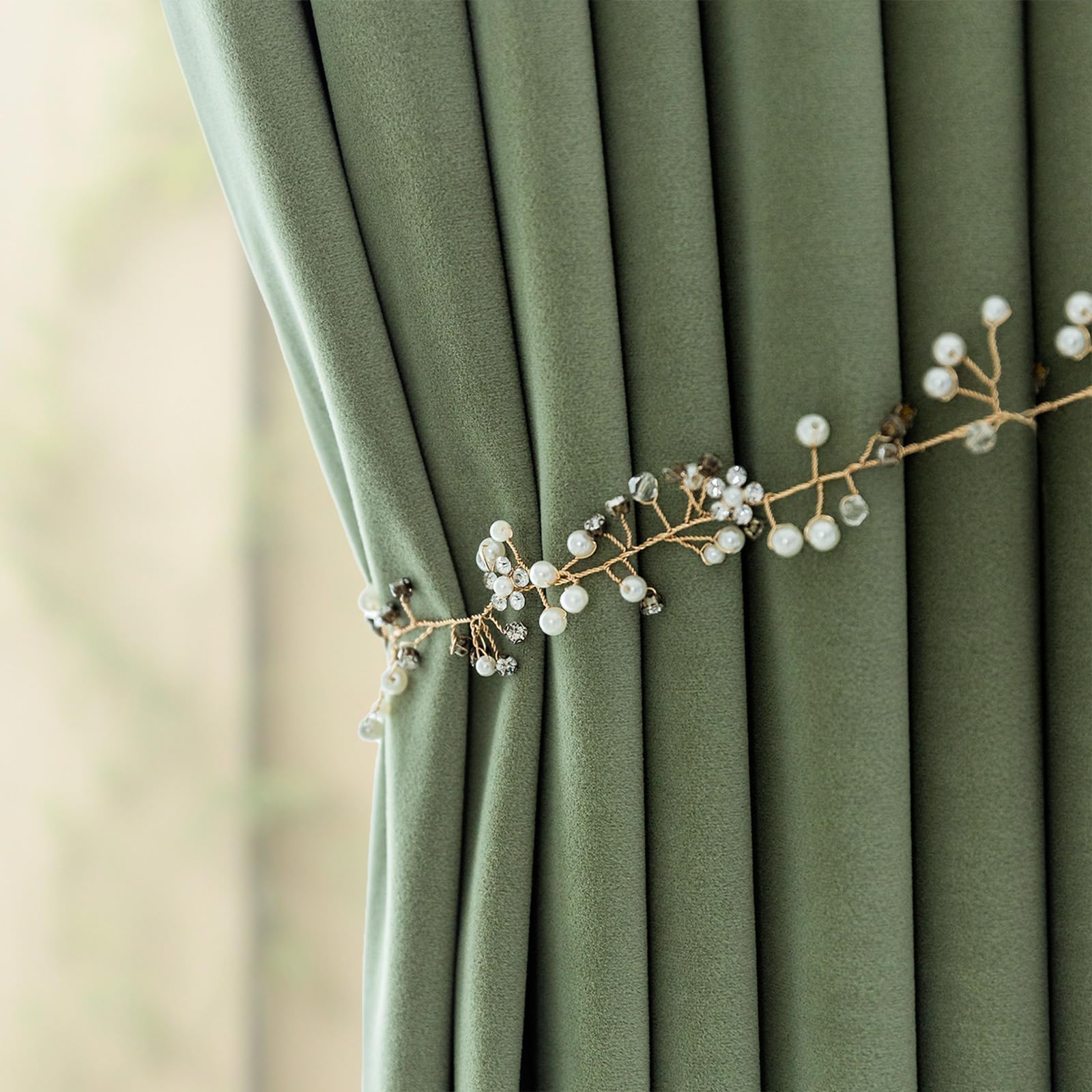 Lazzzy Blackout Velvet Curtains Green Thermal Insulated Curtains 96 Inch Long Drapes For Bedroom Living Room Darkening Window Treatments Grommet Living Room Curtains Set Of 2 Panels Sage Green