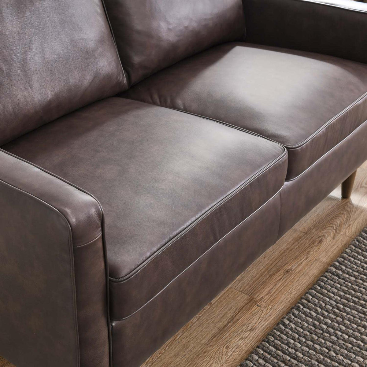 Modway Impart Modern Cushion Back Genuine Leather Upholstered Loveseat in Brown
