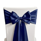 Sinssowl 50 Navy Blue Chair Sashes Satin Chair Bows For Wedding Birthday Party Fiesta Restaurant Decor - 7X108 Inches Chair Ribb