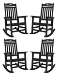 Yefu Outdoor Rocking Chair, Poly Lumber Rocking Chairs For Porch Set Of 4 With High Back, Poly Rocking Chair Look Like Real Wood, Widely Used For Patio, Lawn, Indoor, 380Lb Heavy Duty(Black)