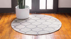 Unique Loom Trellis Frieze Collection Area Rug - Rounded (4' 1'' Round, Ivory/ Gray)