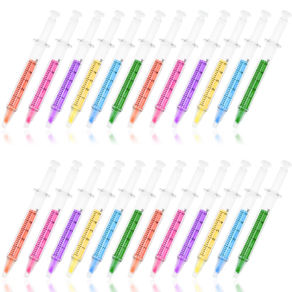 Sunangel Syringe Highlighter Pens With 6 Colors (24Pc)