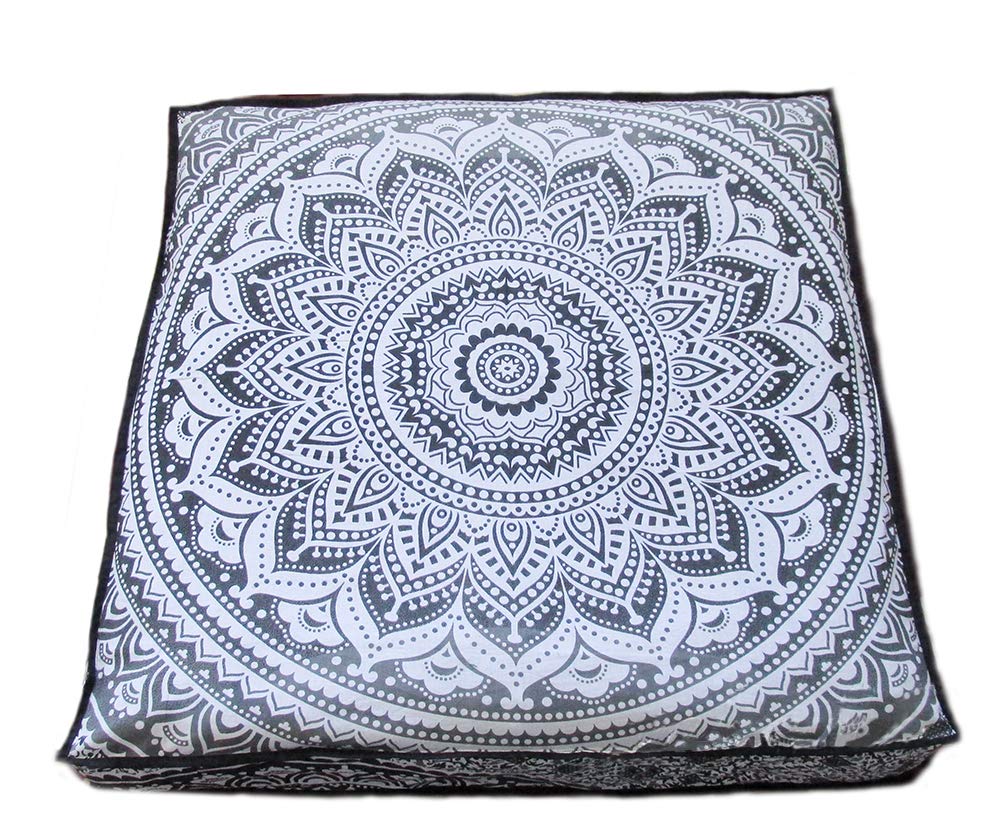 Indian Craft Castle Large Hippie Mandala Round Floor Pillow Cover Ottoman Pouf Cover Daybed Cotton Cushion Cover With Heavy Duty