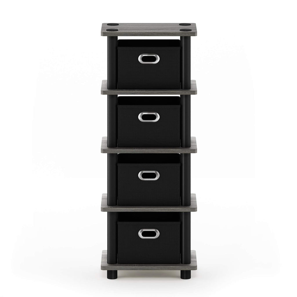 Furinno Turn-N-Tube Laci 4-Bins System Rack, French Oak Grey/Black