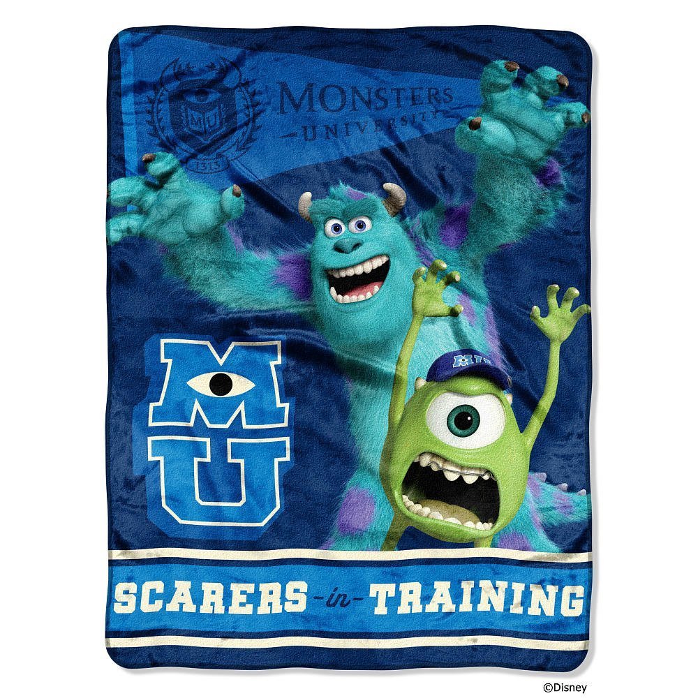 Disney Monsters Inc University Scarers in Training Micro Raschel Throw Blanket 46x60 (116cm x 152cm)