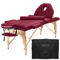 Saloniture Professional Portable Massage Table with Backrest - Burgundy