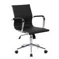 PU Leather Office Chair with Padded Armrests, Mid-Back Desk Chair with Chrome Base, Black