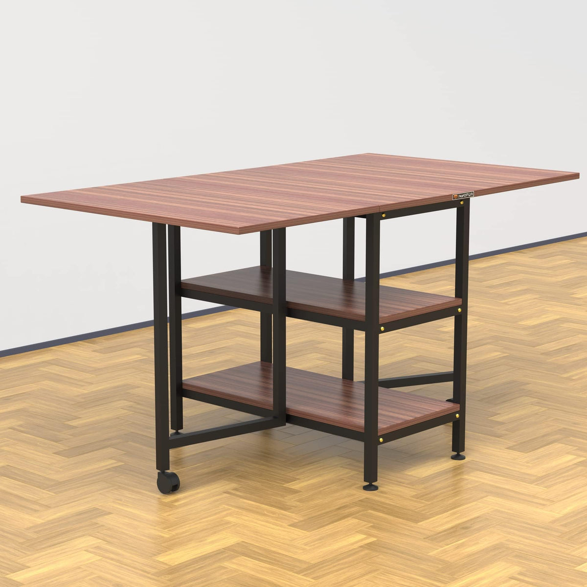 Innofur Forio Folding Dining Table With Storage Rack For Home And Kitchen | Space Saving Foldable Dinner Table For Dining, Study