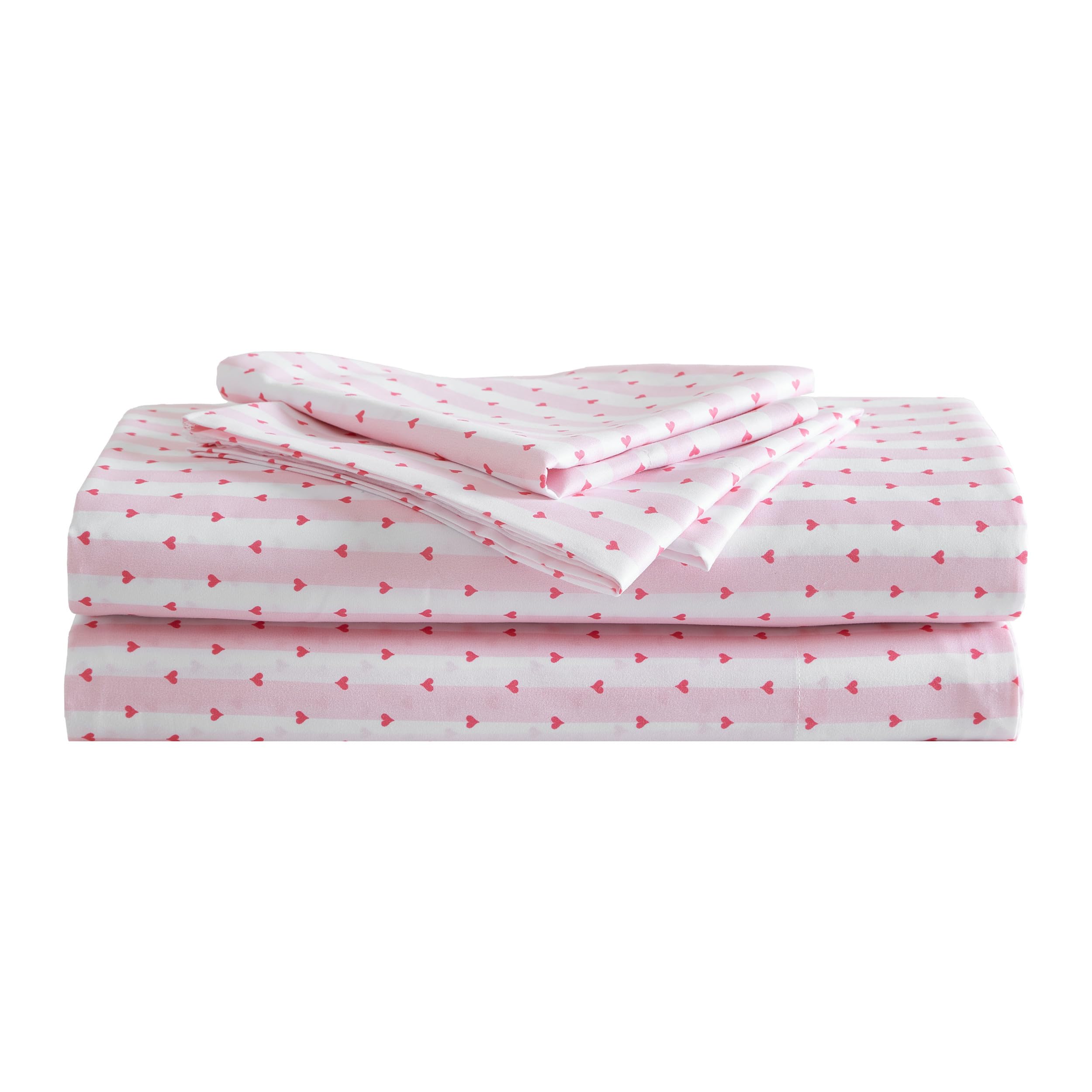 Betsey Johnson - King Bed Sheets, Soft & Lightweight Bedding, Fade & Wrinkle Resistant (Wonderland Stripe Pink, King)