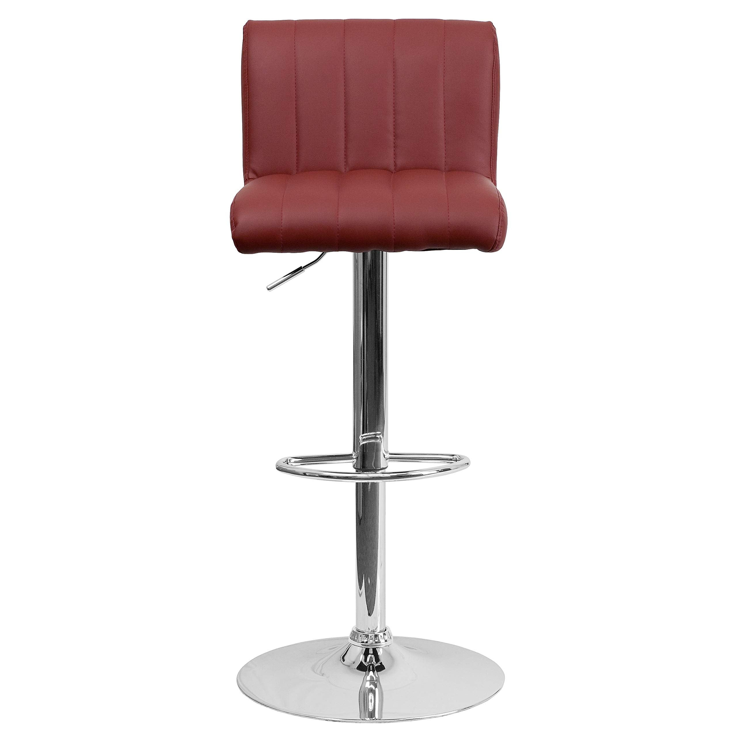 2 Pk. Burgundy Quilted Vinyl Adjustable Height Barstool