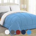 Linenovation All Season Microfiber Reversable Duvet/Ac Comforter/Quilt  Sky Blue White  Double Size 90 Inch X 100 Inch