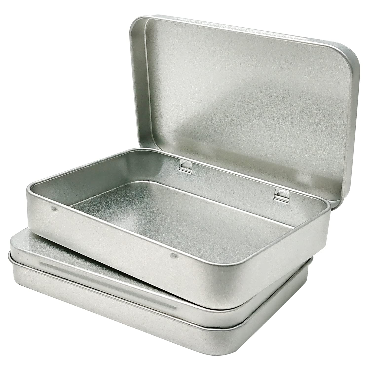 2 Pcs Metal Hinged Tin Box Container Mini Portable Small Storage Container Kit Tin Box Container, Small Tin with Lid, Tin Empty 