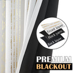 Jinchan 100% Blackout Boho Curtains 72 Inches Long For Bedroom Living Room Golden Geometric Foil Printed Grommet Top Room Darkening Thermal Insulated Window Drapes Off White 52X72 2 Panels
