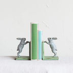 Creative Co-Op 2-Tone Cast Metal Rabbit Bookends, Set of 2, Green and Grey, Model DF7311