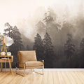 MFWFM Foggy Forest Woodland Mural Wallpaper for Bedroom Living Room Misty Jungle Rainforest Trees Nature Landscape Wall Mural(No