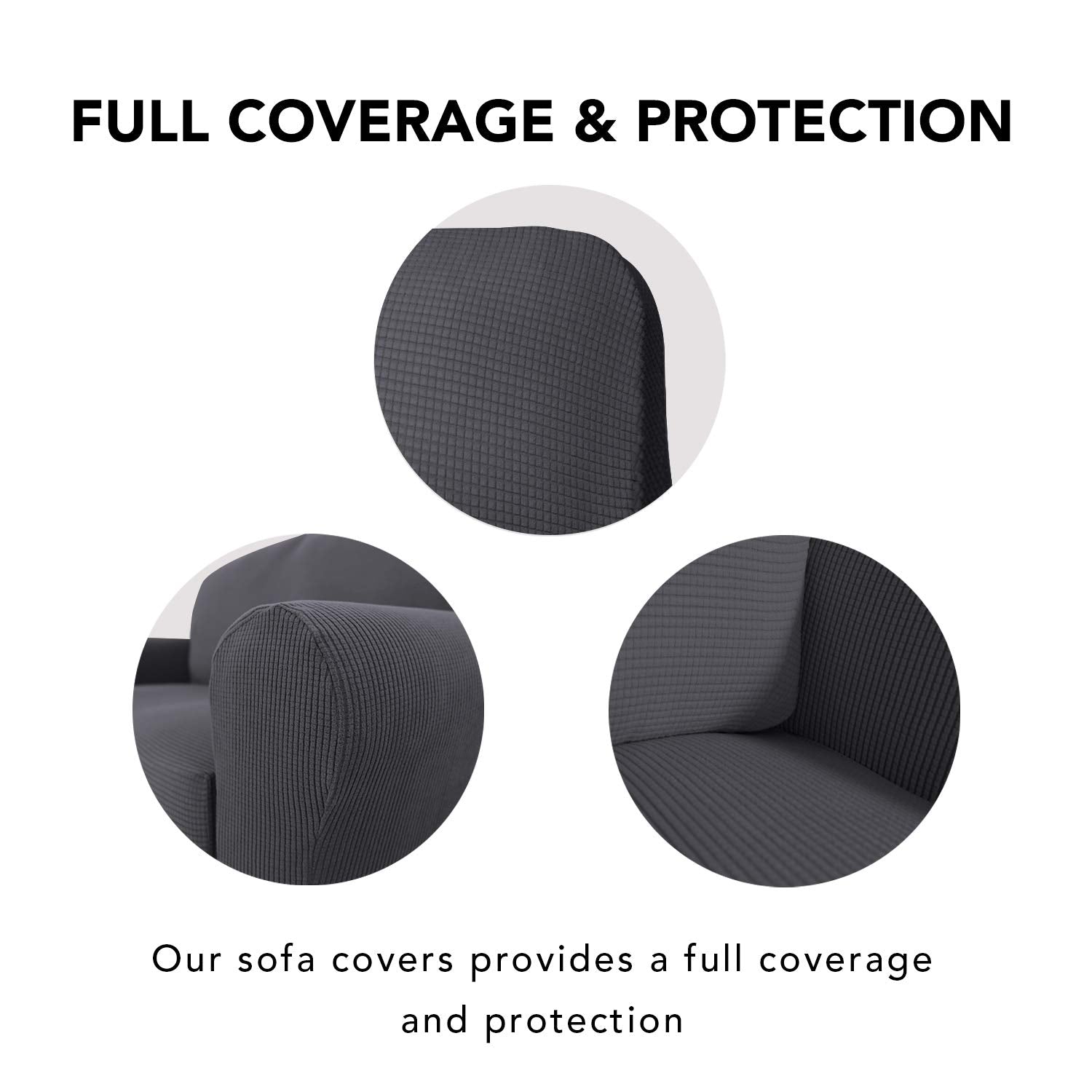 Purefit Stretch Chair Sofa Slipcover – Spandex Jacquard Non Slip Soft Couch Sofa Cover, Washable Furniture Protector With Non Skid Foam And Elastic Bottom For Kids (Chair, Dark Gray)