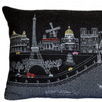 HomeRoots Grey 24' Black and White Paris Nighttime Skyline Standard Lumbar Decorative Pillow