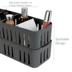 Simplify 2 Pack 4 Compartment Stackable Bin With Adjustable Dividers | Drawer Organizer | Storage Basket | Good For Office | Des