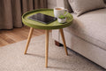 Furnifox Round Coffee Table Tray Side Table, Solid Wood End Table Coffee Table Flower Stand Sofa Side For Living Room Balcony Fu