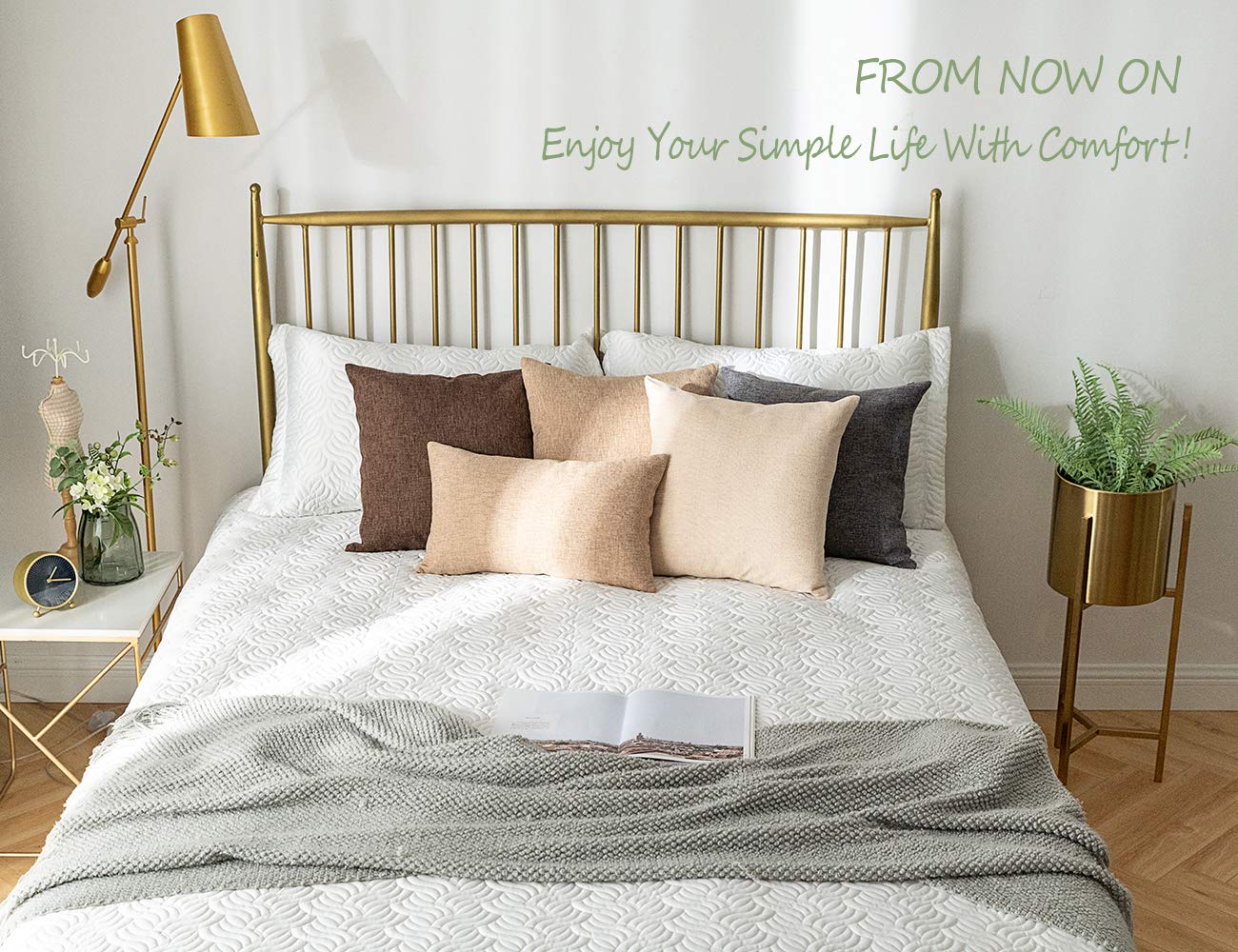 Stellhome Linen Throw Pillow Covers Square Solid Burlap Cushion Covers For Bed Couch Sofa Bench, 24 X 24 Inch (60 X 60 Cm), Beig