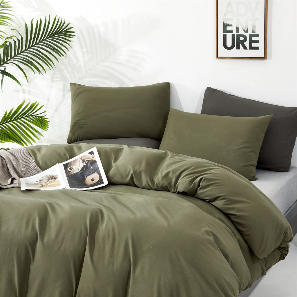 Clothknow Olive Green Queen Comforter Set 3Pcs Green Bedding Comforter Sets Light Green Queen Comforter Soft Dark Green Queen Size Comforter Set