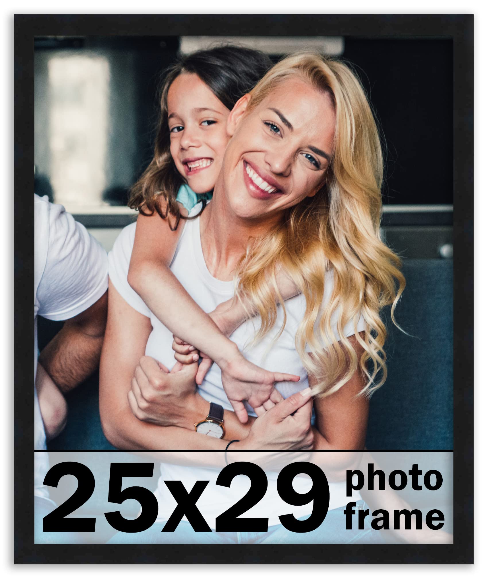 25x29 Frame Black Picture Frame - Complete Modern Photo Frame Includes UV Acrylic Shatter Guard Front, Acid Free Foam Backing Bo