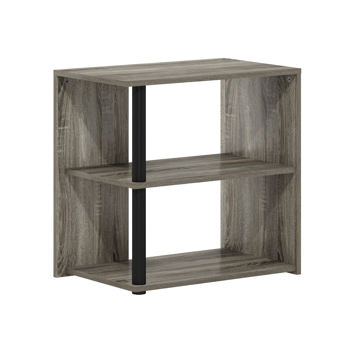 Furinno Romain 2-Tier End Table, French Oak/Black