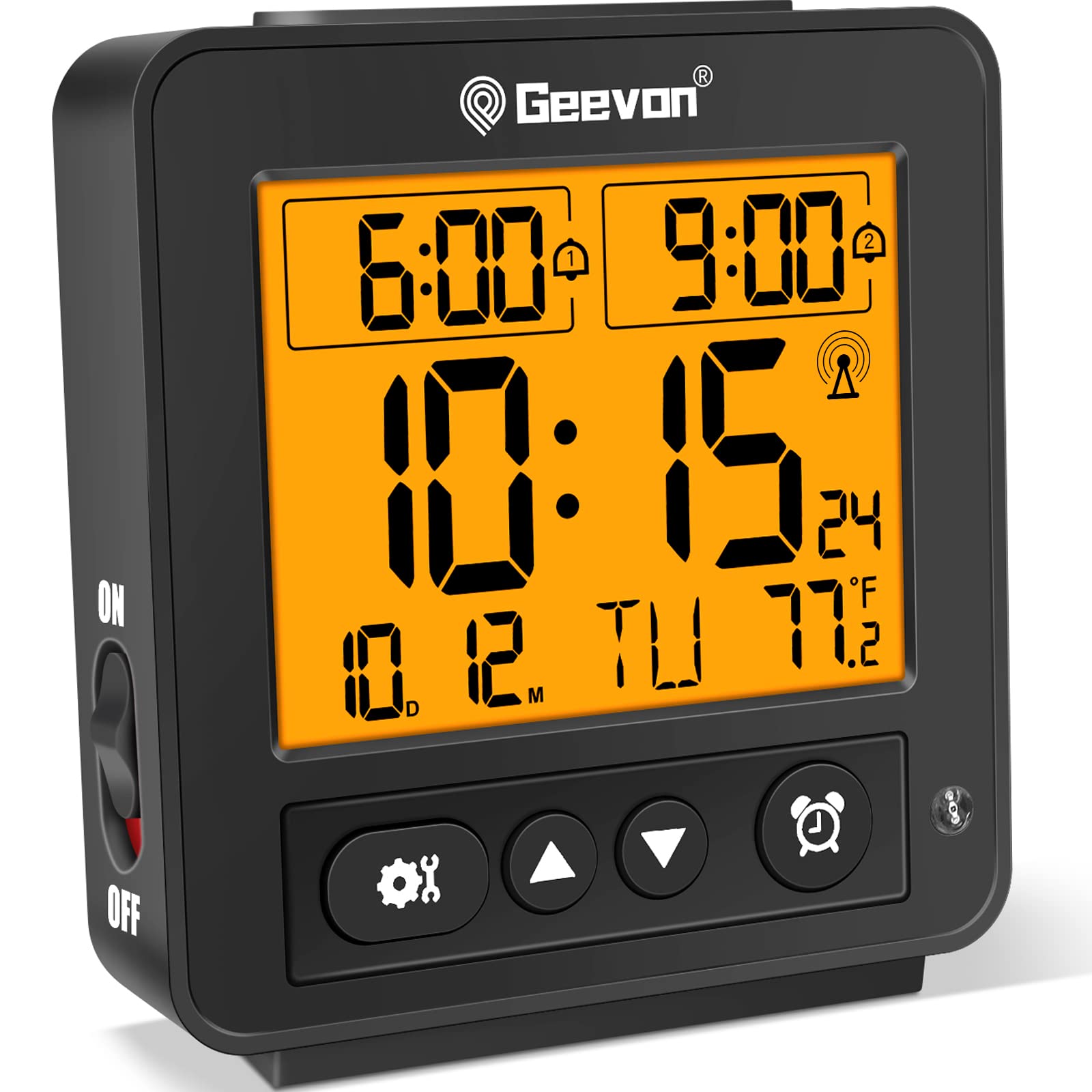 Geevon Small Atomic Travel Alarm Clock with Auto/8s Backlight, 2 Alarm Settings, Temperature, Increasing Beep Sounds Digital Ato