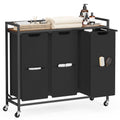 VASAGLE Laundry Sorter, 43.5 Gal. (165 L) Laundry Hamper Basket with 3 Compartments, Rolling Cart with Wheels, Shelf, Removable 