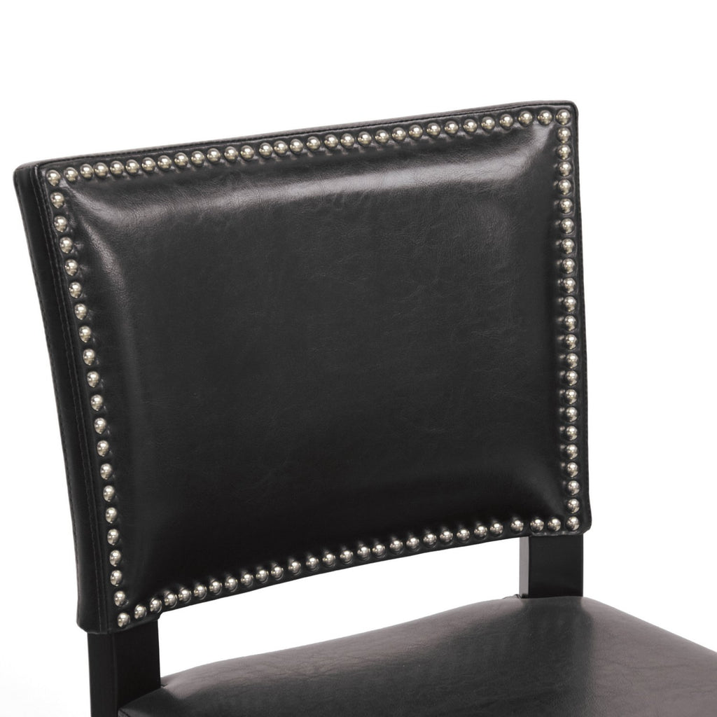 Baxton Studio Aries Black Modern Bar Stool with Nail Head Trim