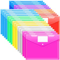 Sooez 28 Pack Folders Plastic Envelopes, Clear Plastic File Folder For Document, Letter A4 Size Poly File Envelopes With Label P