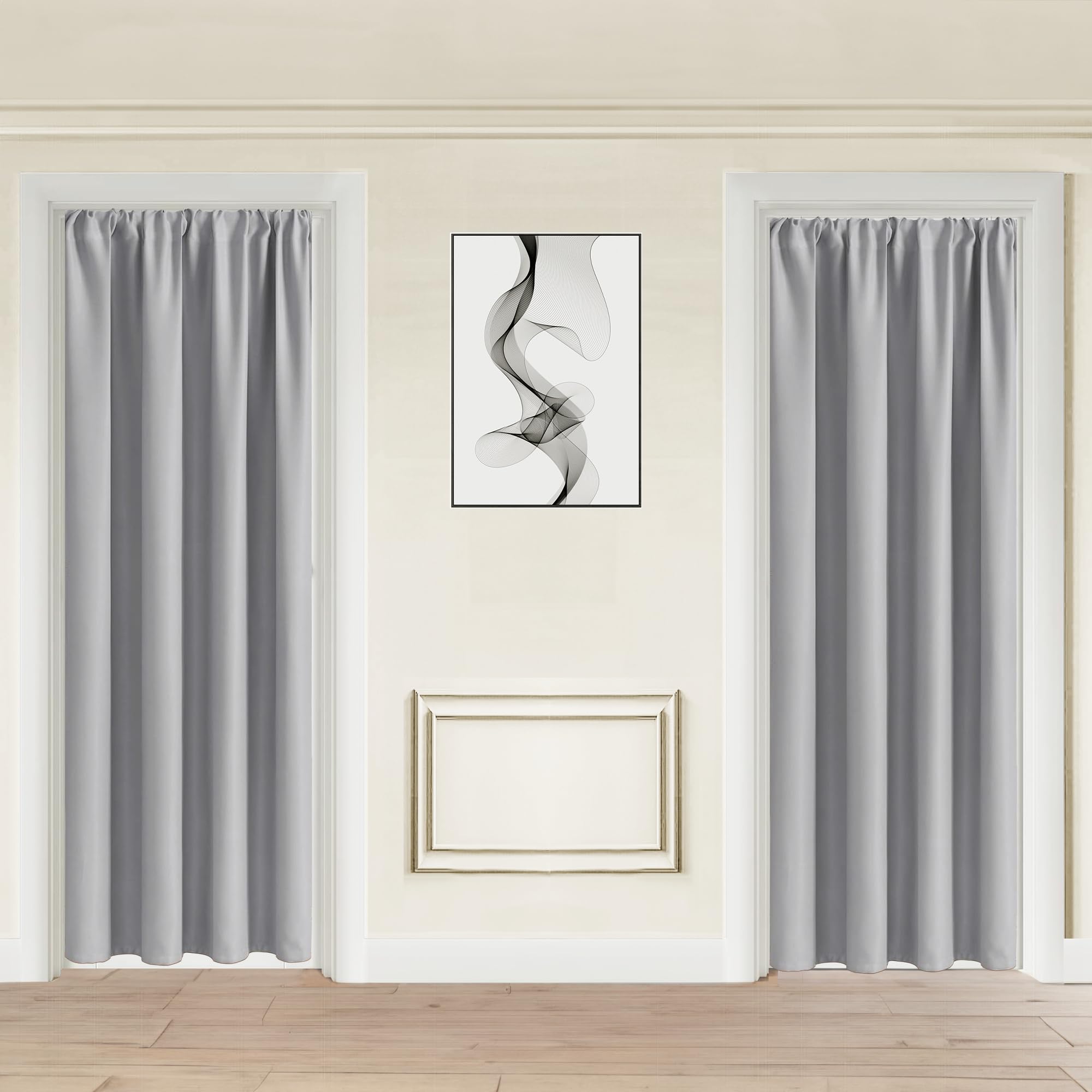 Jiuzhen 80 Inch Length Door Curtains For Doorway Privacy Insulated Blackout Curtains With Tiebacks Rod Pocket Room Divider Curtain Cover For Bedroom Closet Door, Set Of 2, 42 X 80 Inch, Silver Grey