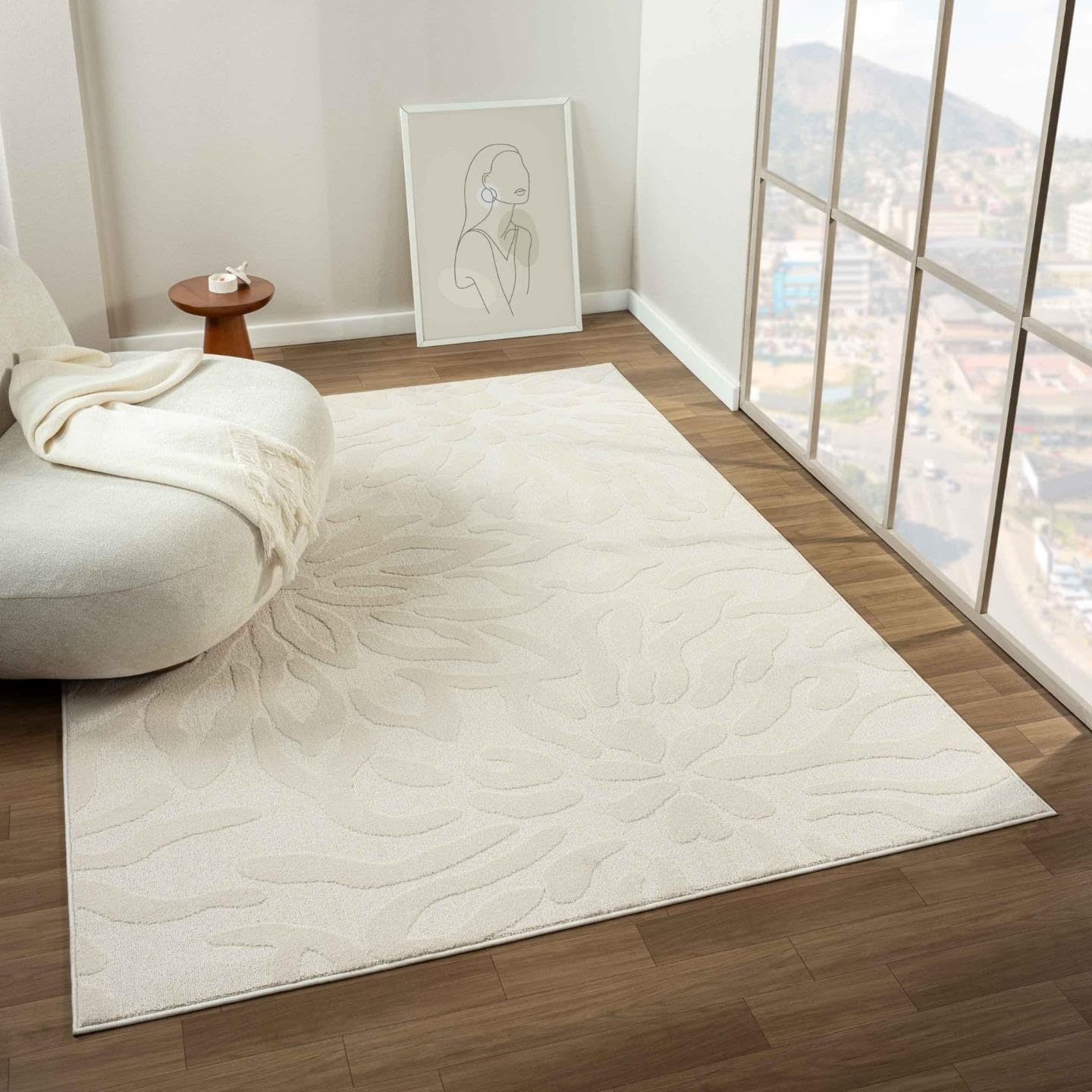 LUXE WEAVERS Grayson Collection 5970 Cream 6x9 Modern Abstract Area Rug