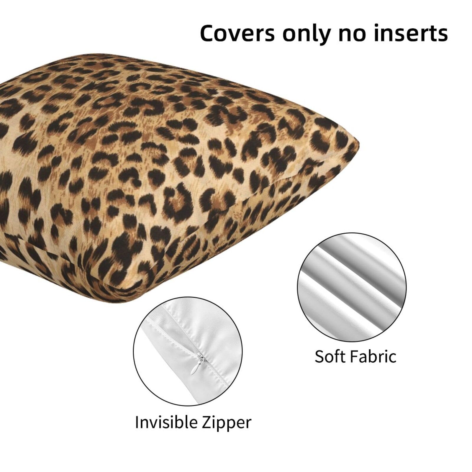 Leopard Pillow Covers 18X18 In Couch Pillow Case Sets Of 2 Modern Decorative Square Throw Pillows For Home Living Room Bedroom B