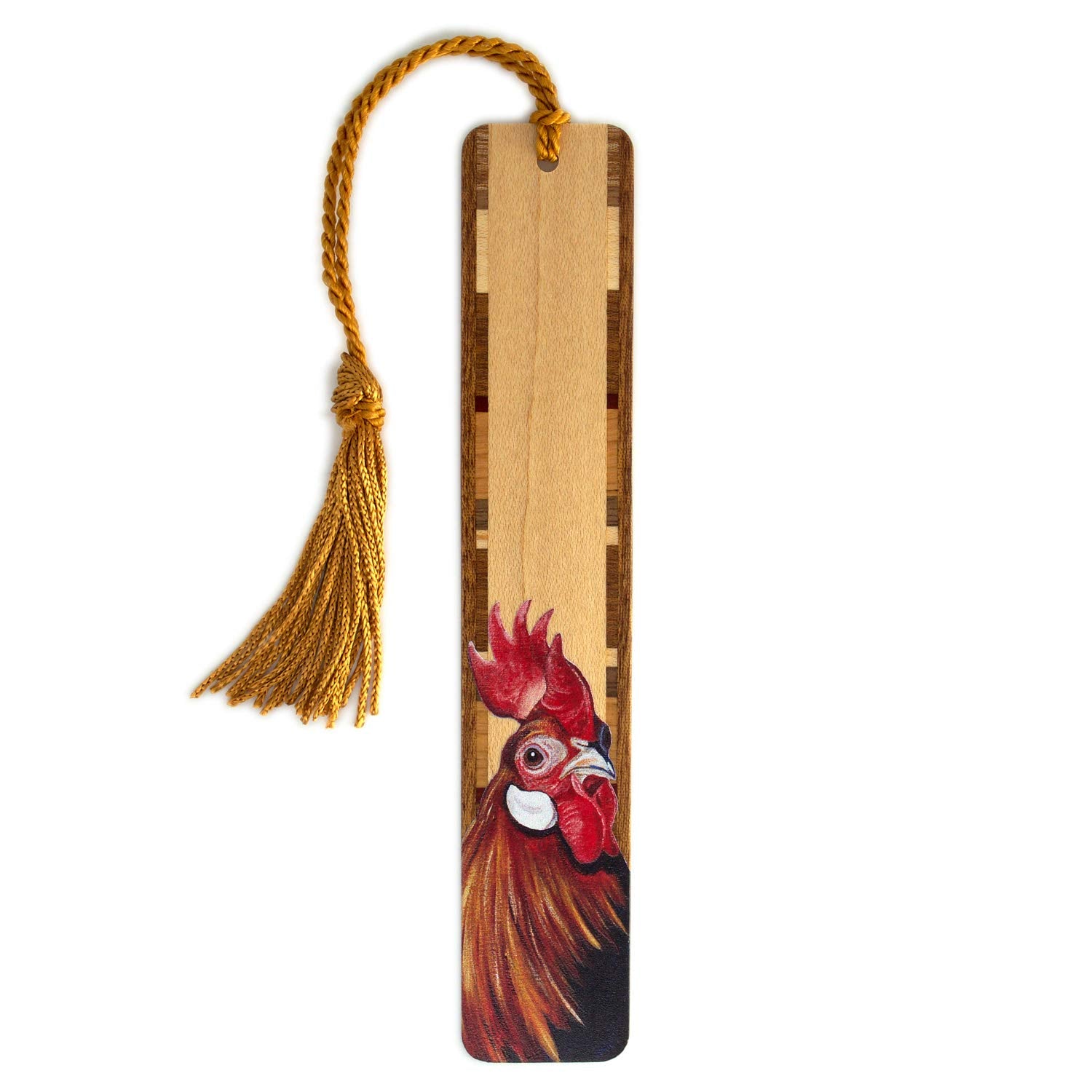 Rooster - Handmade Wooden Bookmark - Art By Mary Beth Ihnken - Made In Usa