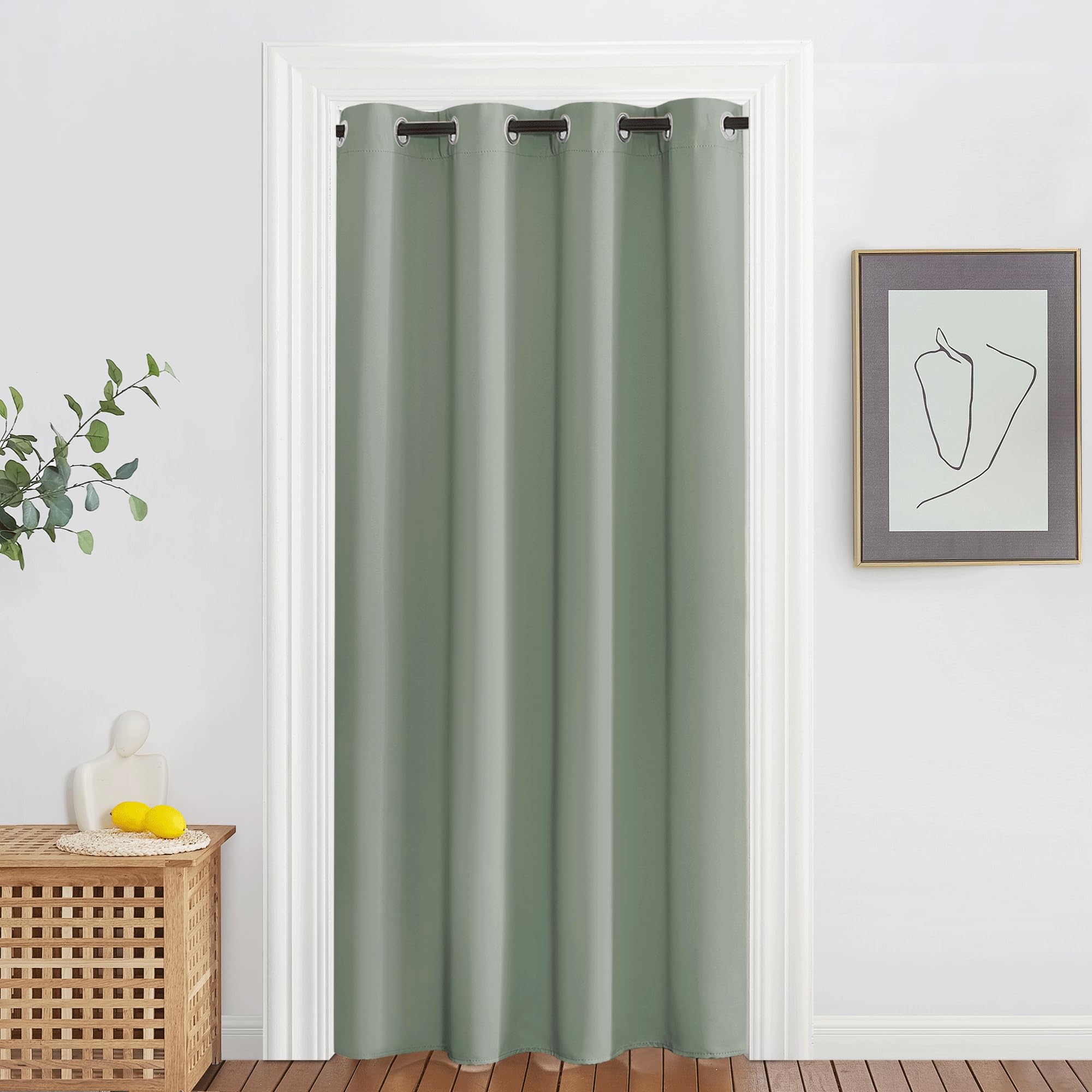 NICETOWN Sage Green Blackout Family Home Curtain - Grommet Thermal Insulated Room Darkening Window Treatment Sound & Light Block