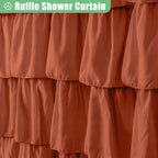 Seasonwood Orange Shower Curtain Burnt Orange Shower Curtain With Nature Buttons Ruffle Shower Curtains Farmhouse Shower Curtain