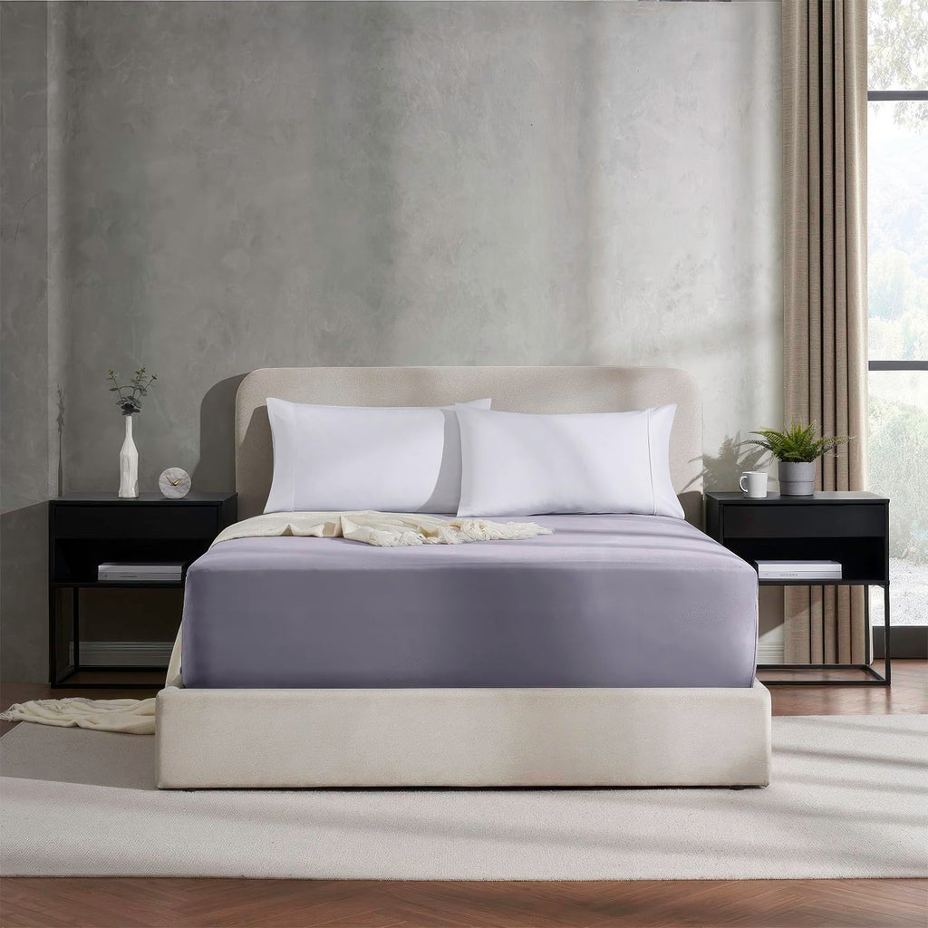 Nestl California King Dusty Purple Extra Deep Pocket 1800 Microfiber Fitted Bed Sheet