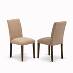 East West Furniture X727Ab747-5 5 Piece Dining Set Includes A Rectangle Dining Room Table With X-Legs And 4 Light Sable Linen Fabric Upholstered Parson Chairs, 40X72 Inch, Multi-Color