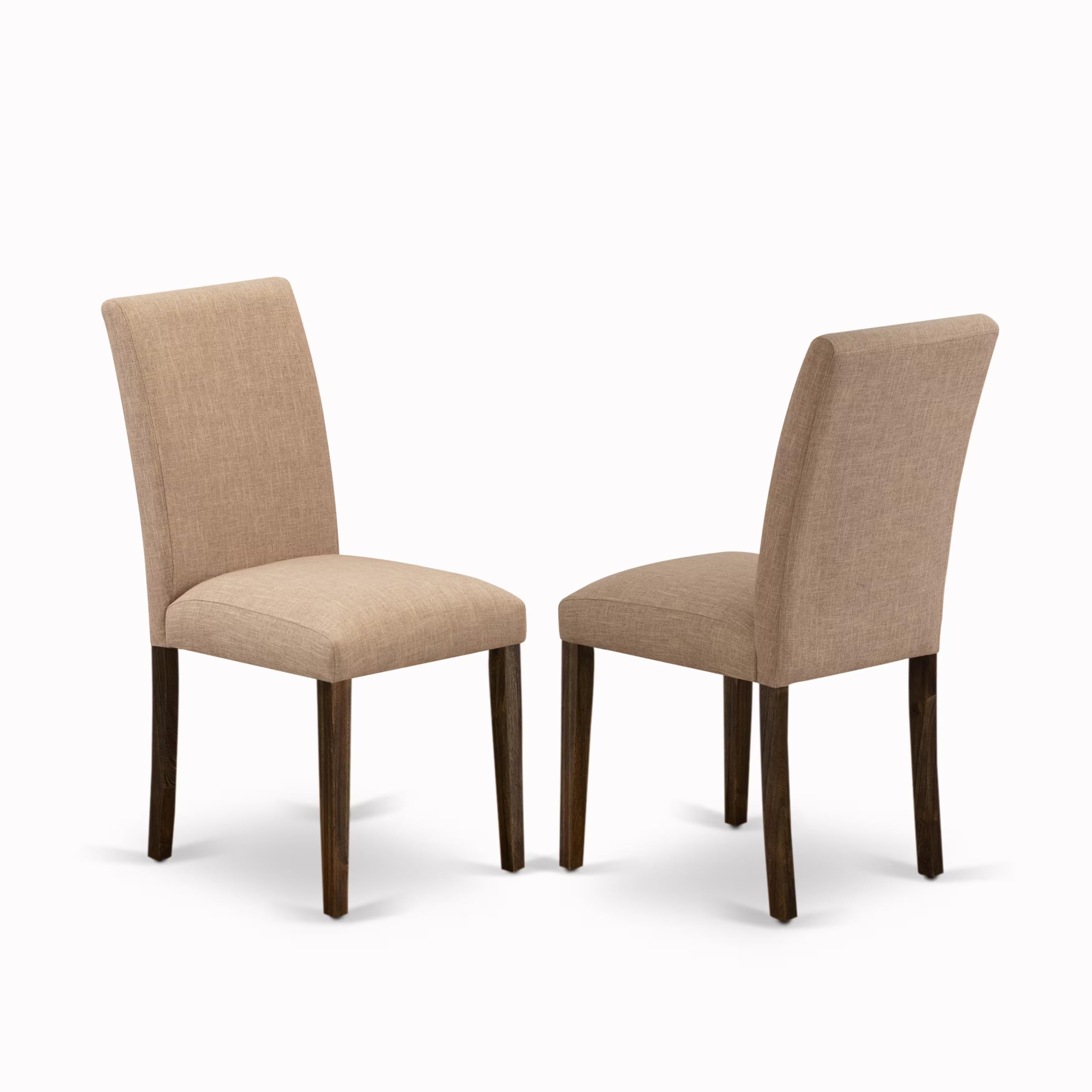 East West Furniture X727Ab747-5 5 Piece Dining Set Includes A Rectangle Dining Room Table With X-Legs And 4 Light Sable Linen Fabric Upholstered Parson Chairs, 40X72 Inch, Multi-Color