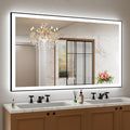 Amorho 60x 36 LED Bathroom Mirror with Black Frame, Front Light and Backlit(Controlled Separately), Stepless Dimmable, Anti-Fog,