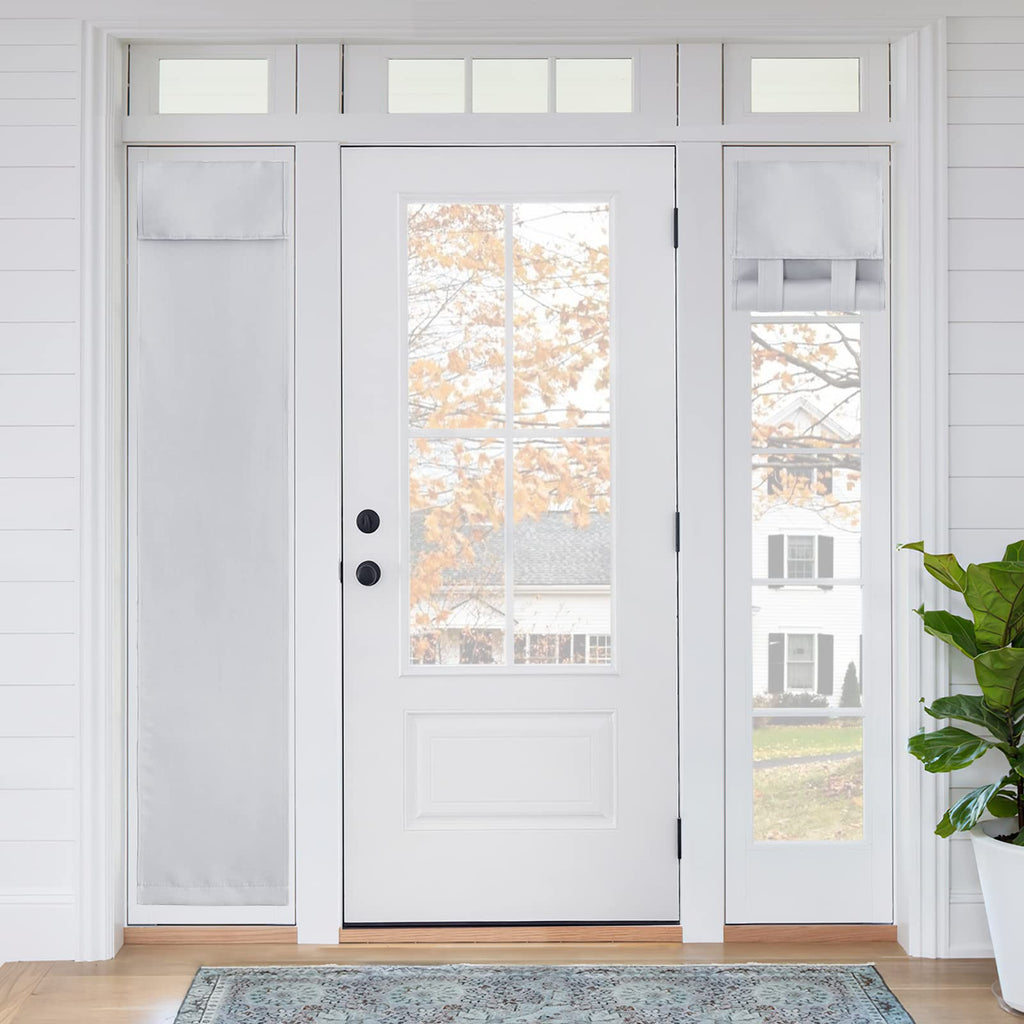 Ryb Home 2 Panels Sightlight Door Window Curtains, Privacy Door Window Curtains Thermal Insulate Covering For Patio Door Glass Door Front Door, 12 Inch X 69 Inches, Greyish White
