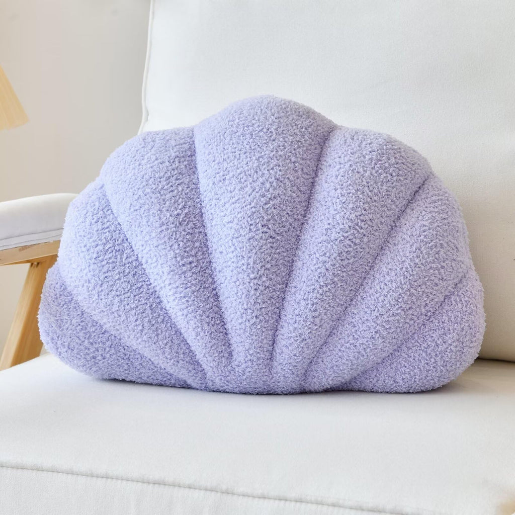 Lfsaaj Lavender Seashell Throw Pillows, Shell Shaped Throw Pillows, 13 Inch Soft Home Decorative Pillow Plush Cushion for Bed Co