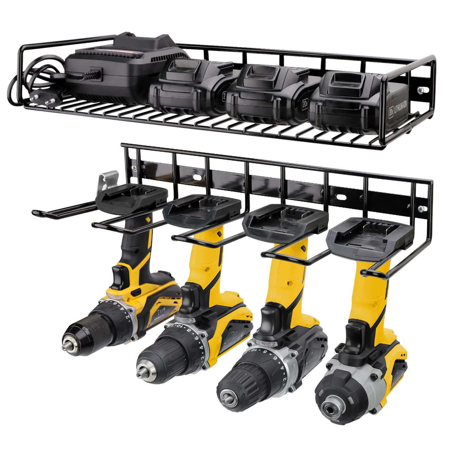 UNITEDPOWER Wall Mounted Power Tool Organizer Holder, Heavy Duty Utility Storage Rack for Battery Powered Hand Tools, Cordless D