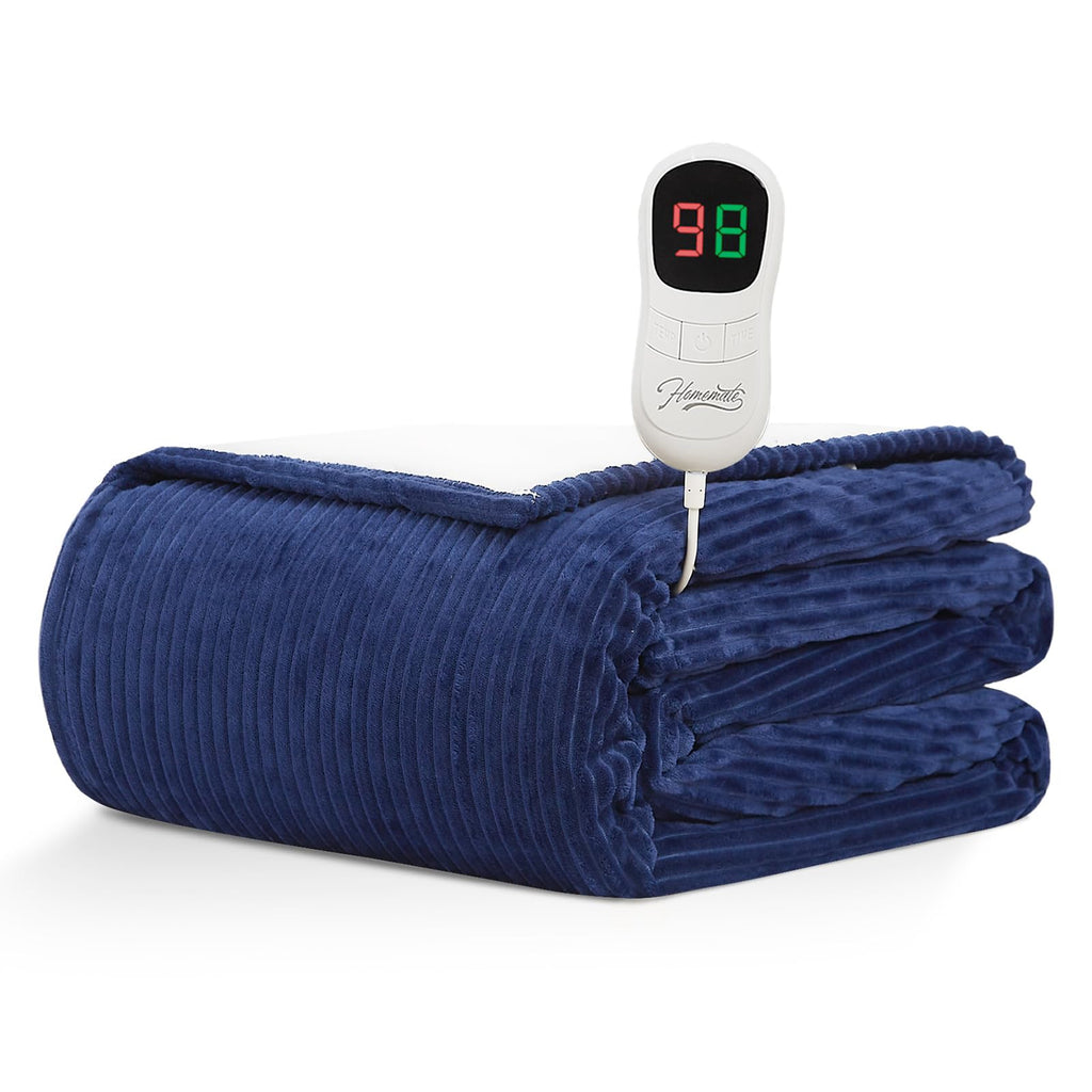 Homemate Heated Blanket Electric Throw - 50''X60'' Heating Blanket Throw 1/2/4/6/8 Hours Auto-Off 10 Heat Levels Heat Blanket Ov