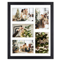 Golden State Art, 11x14 Black Wooden Frame with White Mat - Displays Five 4x6 Photos - Real Glass, Sawtooth Hangers, Flexible Me
