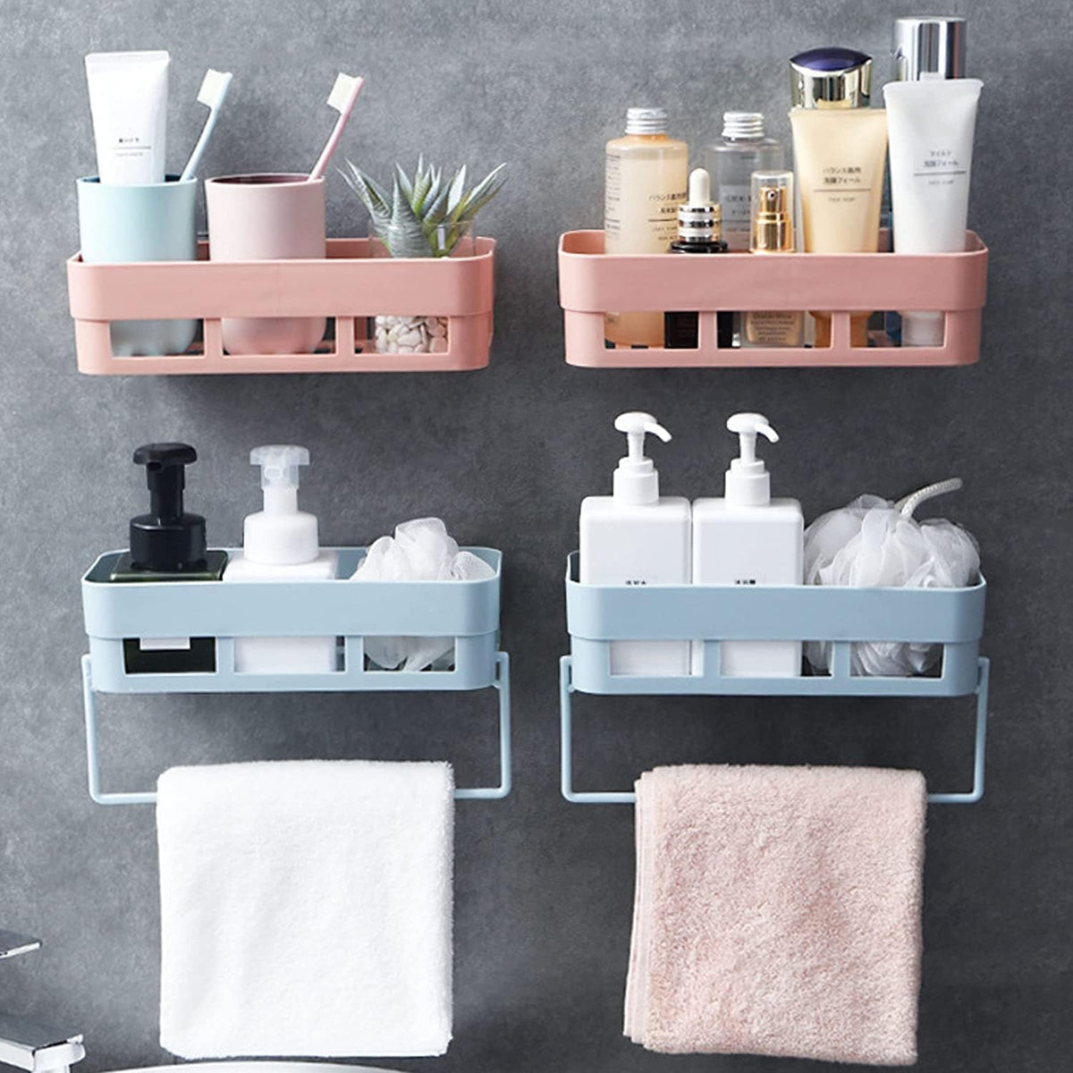 Brainzie Plastic Bathroom Accessories 1 Pack, Bathroom Organizer, Bathroom Rack, Bathroom Shelf for Wall, Bathroom Stand, Self A